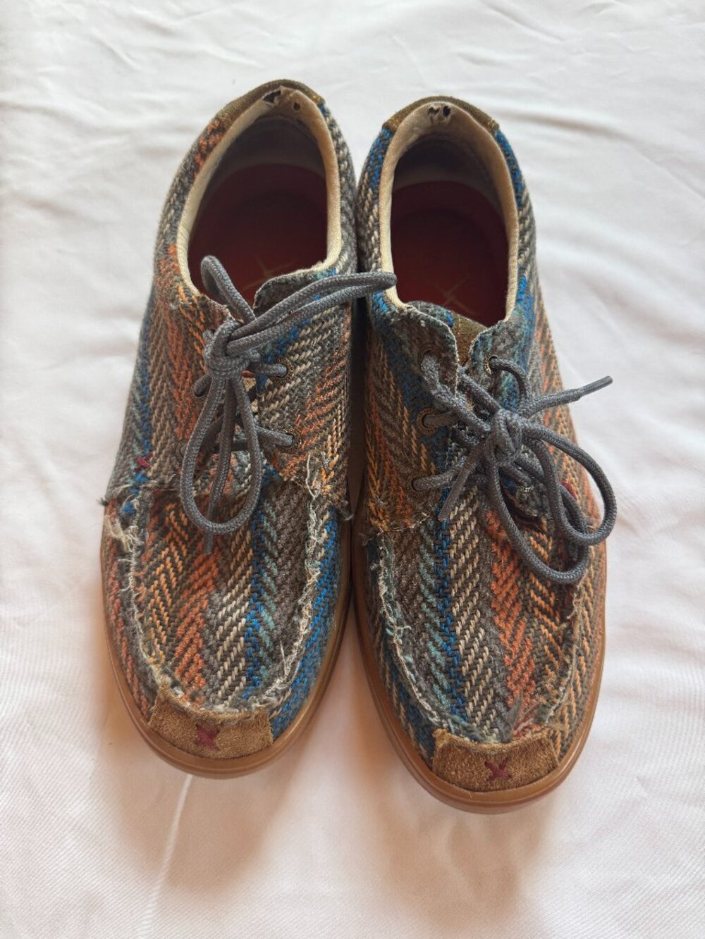 Twisted X Herringbone Tweed Lace-Up Moccasin Shoes Size 7